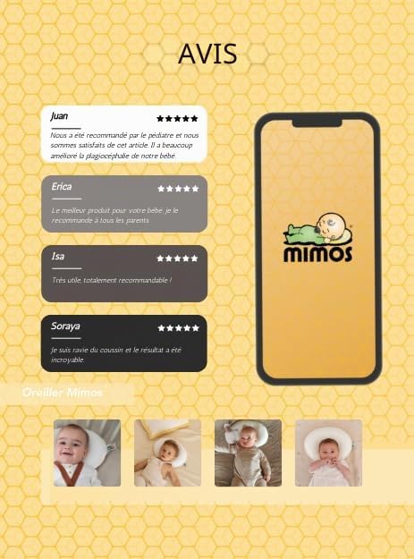 MIMOS® Coussin bébé | Aide à prévenir et Traiter la plagiocéphalie | Produit Respirant et Moelleux | Non Inclus | Taille S