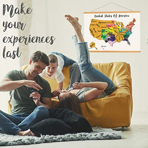 Mcscout Usa Scratch Off Travel Map 12X18 Inch Decorative Art Wall Poster To Mark Your Travels On - Deluxe Watercolors - For Travelers - Impressive Artistic Colorful & Educational #TOP5