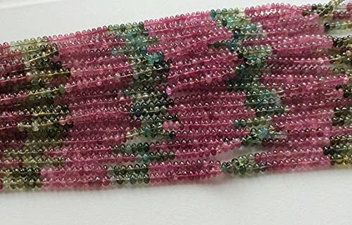 Tourmaline multicolore perles 4mm de qualité supérieure en fil de 6 pouces pour joaillerie