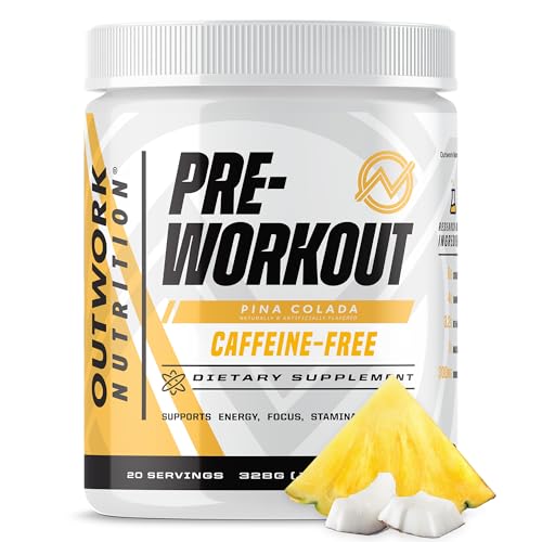 Image of Outwork Nutrition Non-Stim Pre Workout Powder - Citrulline Malate, Beta-Alanine, Rhodiola Extract for Performance, Focus & Energy Boost - Preworkout for Men, Women (Caffeine Free, Pina Colada)