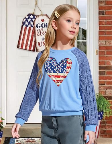Image of CAZYCHILD Girls 4th of July Shirt Boys USA Tshirt Kids American Flag Sweatshirt Patriotic Pullover Tee Tops