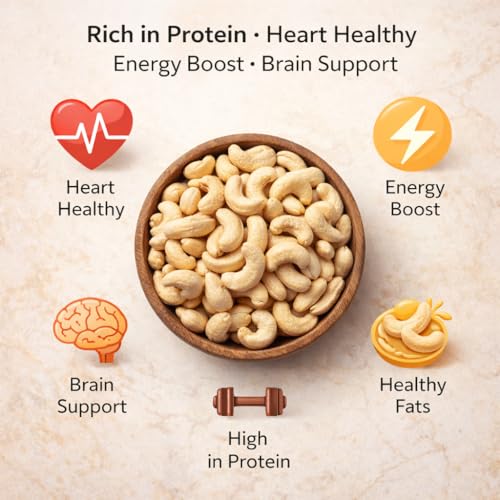 Image of Avogro Premium Whole Pure Cashew Nuts 1KG | Natural and Unsalted Kaju Ideal for Dieting, Snacking, Cooking, and Baking | Protein Rich Kajau Dry Fruits Perfect for Gift | Jar Pack Of 1