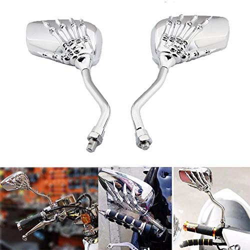 Pedalton Pair of Bicycle Mirror,Big View Bike Rear View Mirror Blindsight Multi Angle Adjustable Bike Mirror Aluminum Plated Outside Skull Claw Style Compatible with Motorcycle