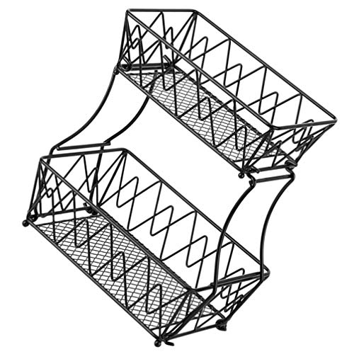 Cabilock – Cesta de frutas com 2 camadas de metal, vegetais, frutas, suporte de metal, suporte de fr