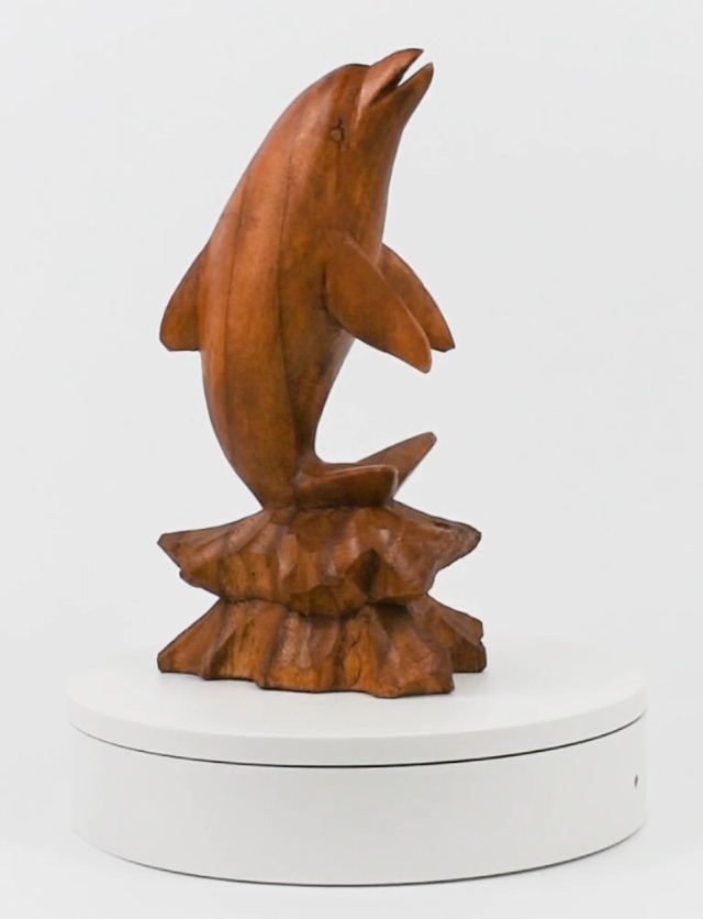 Estatua de Madera Tallada a Mano Delfín Decorativa 8" miniatura 6