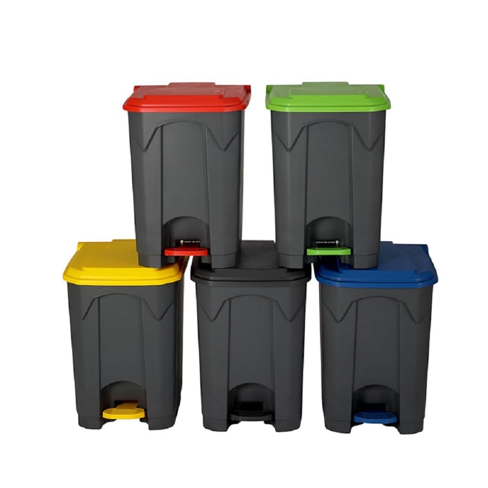 Large Kitchen Recycling Bin 67L - Tall Plastic Indoor Rubbish Waste & Recycle Bin with Lid - Heavy Duty Home Office Dustbin Waste Container - Fits Standard Bin Bags - Easy Clean & Durable (67L, Blue)