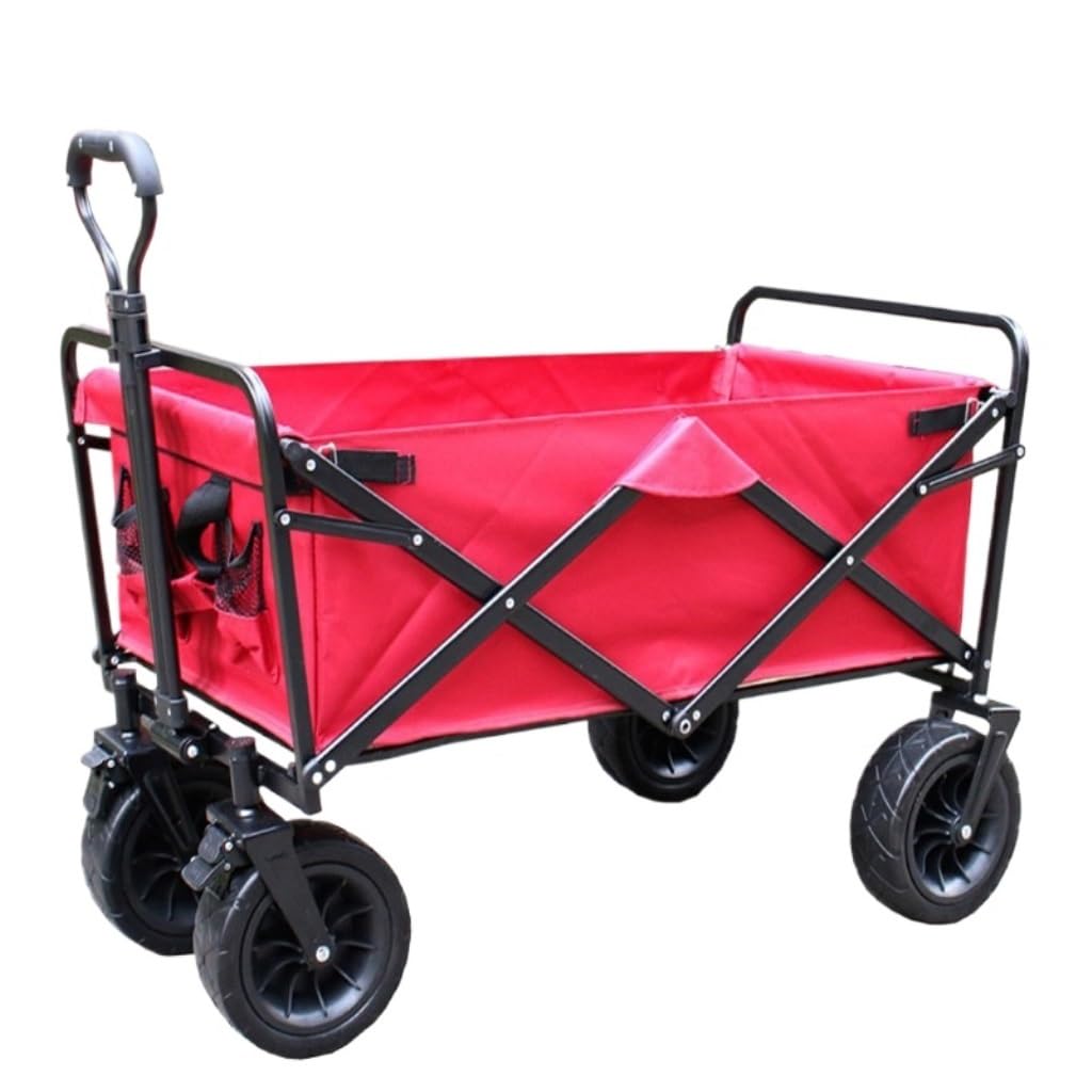 Fgjsfhrdtu Red Portable Stall Picnic Trolley, Small Cargo Fishing Trailer Van(Red)