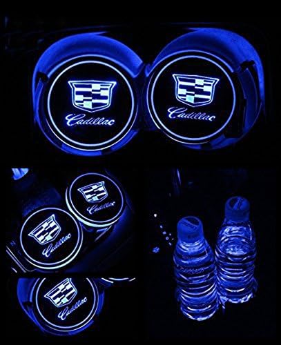 ZhengRong Car Logo LED Cup Pad led Cup Coaster USB Charging Mat Luminescent Cup Pad LED Mat Interior Atmosphere Lamp Decoration Light for Cadillac (2 Piece)