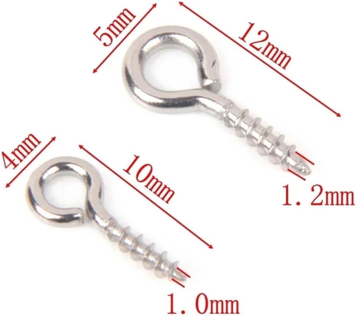 Pin Screw 1000Pcs Tiny Mini Eye Pins Eyepins Hooks Eyelets Screw Threaded Hook Jewelry Findings for Connect Bead/Pendant/Part to Easy Linking/Hang(1.0x4x10mm)