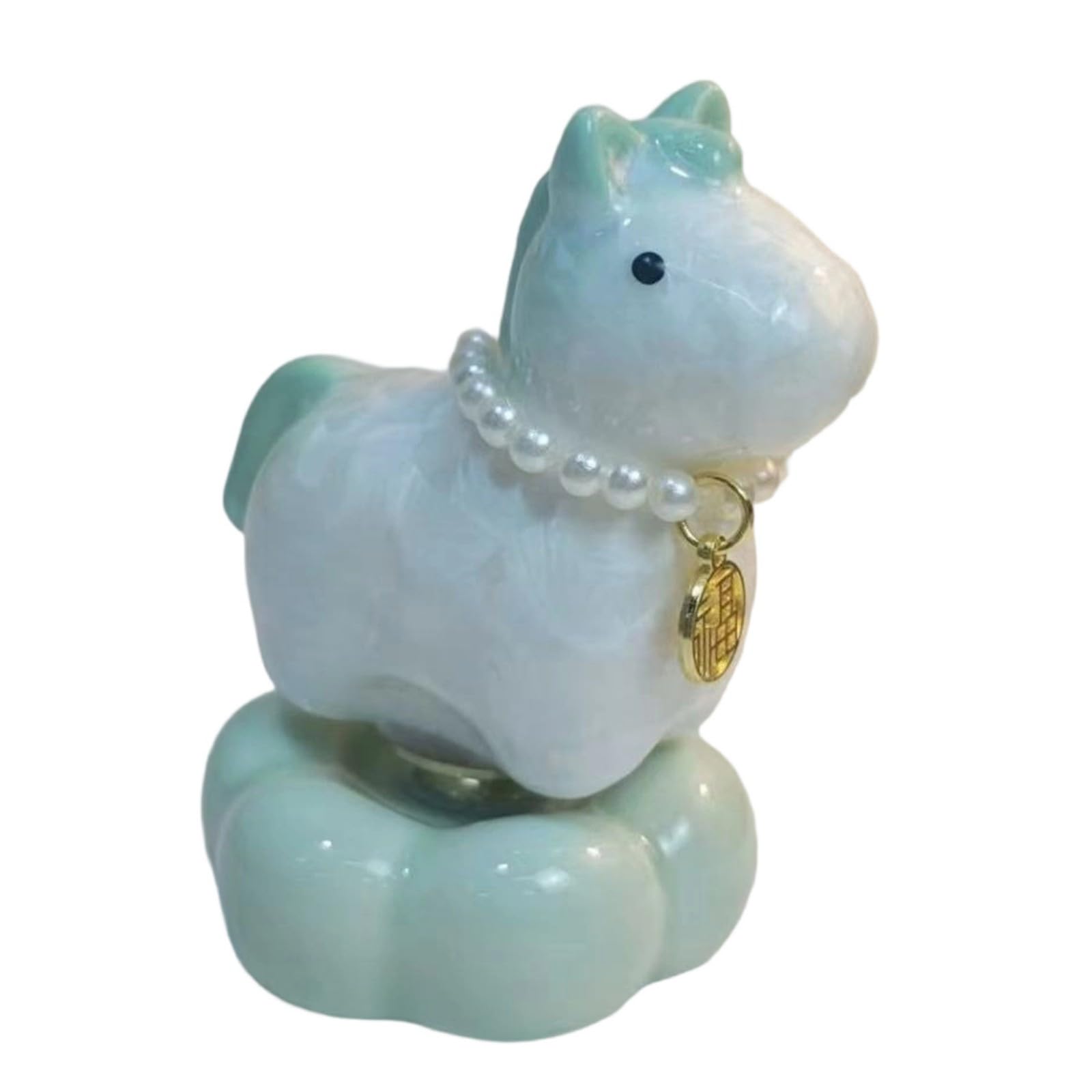 HDOYTXXM Rotating Horse Figurine Spring Festival Ornament Good Luck Charm for Desk Car Ceramic Horse Figurines Home Decors