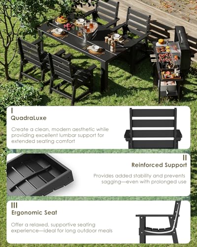 Image of GREENVINES Outdoor Dining Chairs Set of 2 | HDPE | Patio Chair | All-Weather | Black