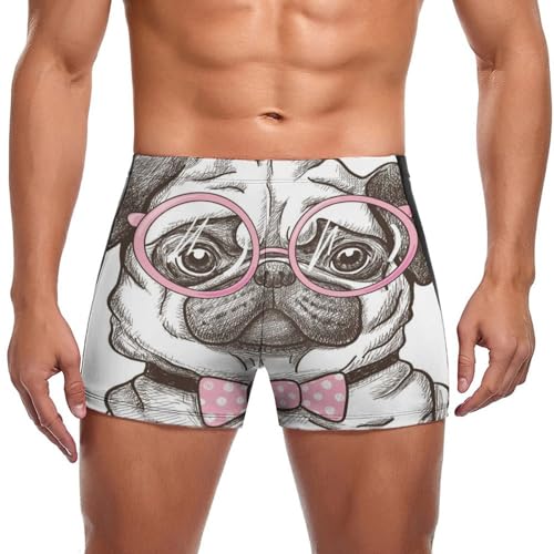 Short de bain homme motif carlin rose séchage rapide boxer
