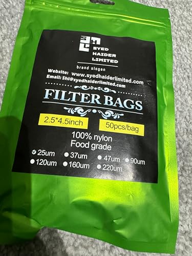 Syed Haider Limited Lot de 50 sacs filtrants en nylon de qualité alimentaire pour colophane, 25 microns, 6,3 x 11,4 cm, pour fleurs, feuilles, plantes et sachets de thé.