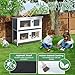 2 Story Solid Wood Rabbit/Bunny Hutch with 2 Large Main Rooms, Indoor Outdoor Rabbit House Guinea Pig Cage Pet House for Small Animals with Ventilation Door Removable Tray Waterproof Roof (Grey)