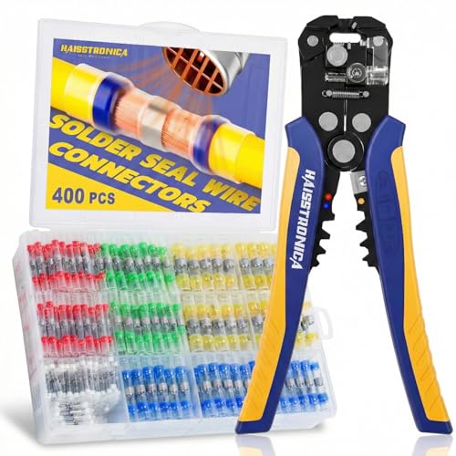 Image of haisstronica 400PCS Solder Seal Connectors Kit with AWG 24-10 Wire Stripper