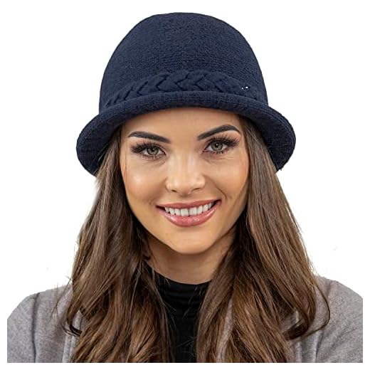 VIVISENCE Chapeau d'hiver pour Femme Automne Élégant en Laine Et Alpaga Style Classique Ajustement Parfait Idéal pour Les Jours Froids Et comme Cadeau 7043, Bleu Foncé,Taille Unique