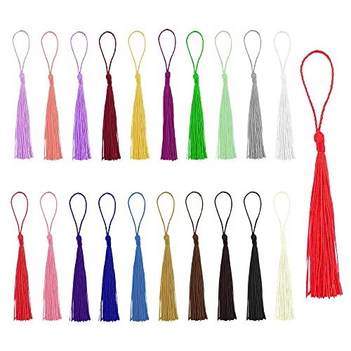 QINERSAW 140 PCS Mini Glands Tassels en Polyester Pampille a Frange Mini Glands Pompom Mini Glands Loisirs Creatifs Petit Glands Pendentif pour Signets, Rideaux, Sacs Cadeaux, 14cm, 20 Couleur Cover