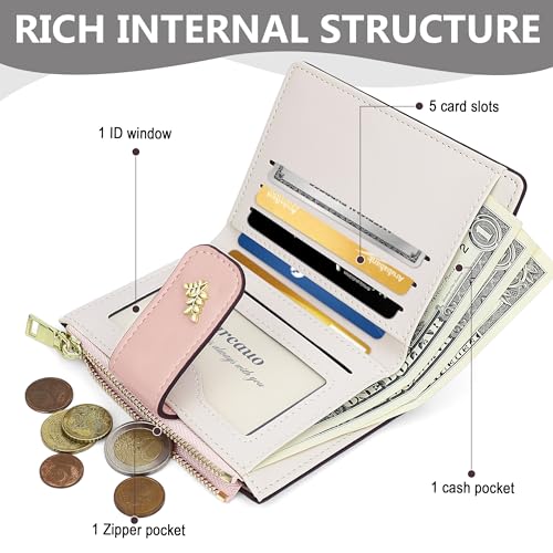 Image of Farcauo Womens Wallet with RFID Blocking Cute Small Wallets for Women Thin Pink Women's Wallet Kawaii Flower Card Wallets for Women Ladies