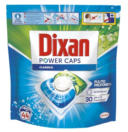 Dixan Power Caps Classico, Detersivo Lavatrice in Capsule, Confezione da 44 PZ