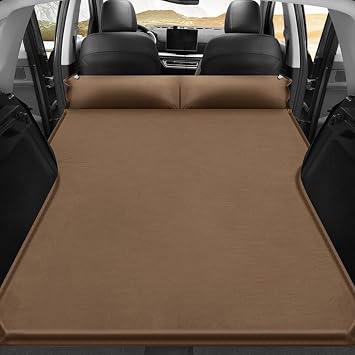 Car Inflatable Mattress for Civic Hatchback Type R 2017 2018 2019 2020 2021 Portable Air Sleeping Bed with Pillow Camping Travel Cot Inflatable Trunk Sleeping Pad,Brown