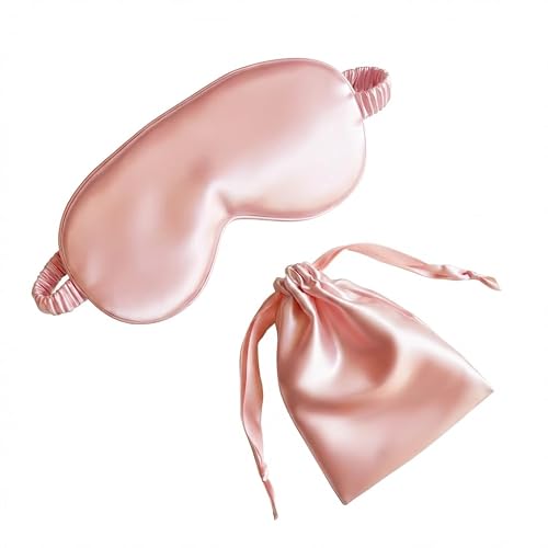 [1 Pack] QSYW Sleep Masks, Satin Eye Mask for Sleeping - Silky Eye Masks Bulk with Storage Bag & Elastic Strap,Pink - Pink - 1 Count (Pack of 1)