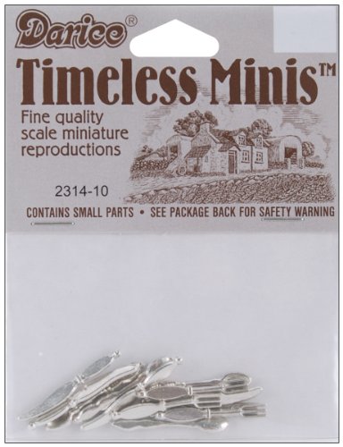 Timeless Minies 12 Pcs Miniatures Metal Silverware Set, 1 Inch
