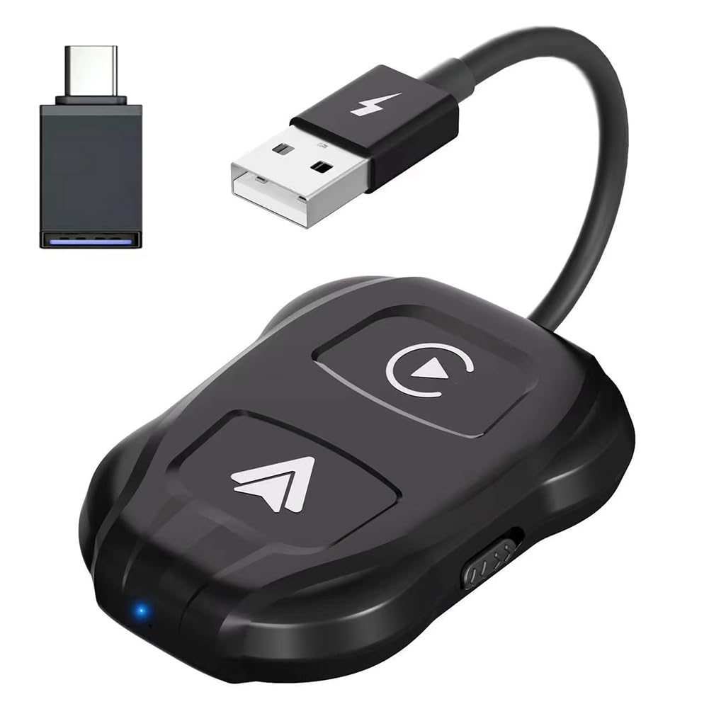 Mini AI Box compatibile con Bluetooth Plug and Play USB WIFI 5Ghz cablato a wireless Carplay Auto Adattatore wireless for iOS 12+/ 11+ Telefono