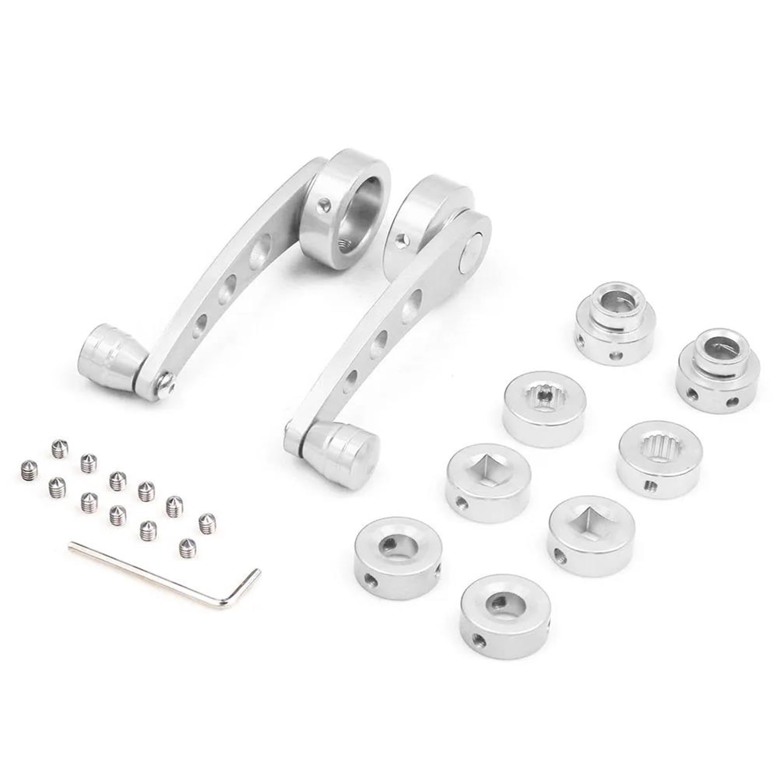 Fensterheberschalter 1Set Universal Auto Fenster Griff Wickler Riser Ersatz Wickler Kurbel Riser Fenster Griffe Aluminium Legierung Elektrische Fensterschalter(Silber)