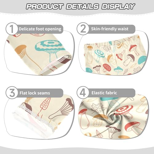 ZZKKO Girls Leggings Falling Mushrooms Colorful Doodle Toddler Girls Clothes Leggings for Girls Toddler Girls Leggings 3-4T3