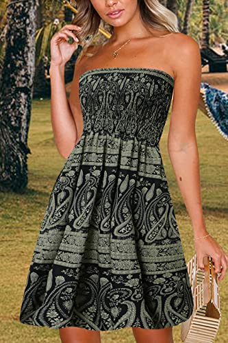Image of Zyyfly Womens Summer Beach Dresses Strapless Cover Ups Dress Tube Top Sundresses