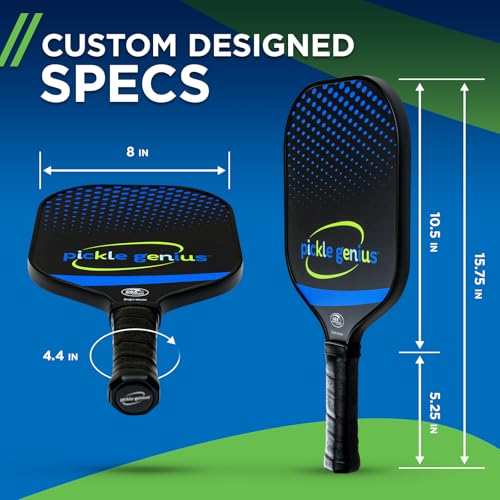 Image of Pickle Genius 13mm Pickleball Paddle - 8oz USAPA Approved Carbon Fiber with Grit - Pickleball Racket for Adults - Honeycomb Core Vibration Dampening for Spin, Control & Tennis Elbow Relief