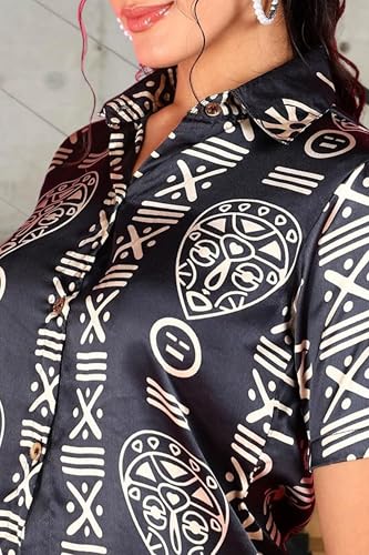 Image of POPWINGS Ethnic Printed Cotton Half Sleeves Regular Fit Crop Shirts for Women Stylish Western Casual Wear