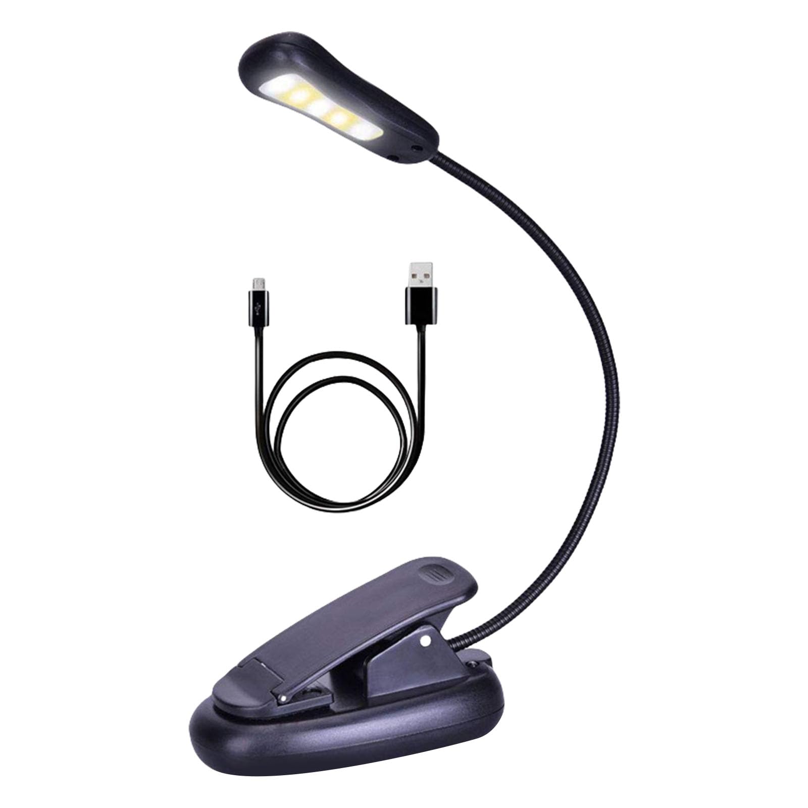 Hsioluted Portable 5 LED Reading Light Dormitory Night Light Adjustable Clip on Desk Lamp Rechargeable LED Book Enduring Eye Protections Desk Lamp