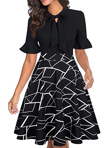 Image of Women Summer Floral Ruffle Sleeve Wear to Work Church Wedding Guest Party Dresses