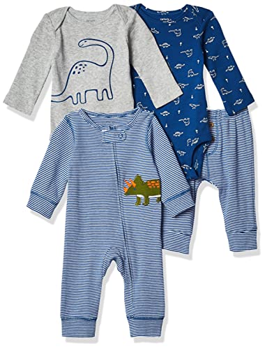 Carter's Juego de Regalo de 4 Piezas para bebé, Dino Azul, 3 Meses