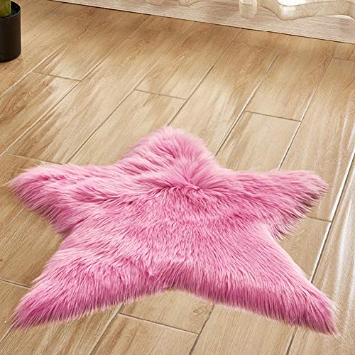 Coussin Moelleux en Forme D'étoile Tapis de Sol en Fausse Fourrure Doux Peluche Tapis Poil Long Antidérapant Tapis de Salon Shaggy Moquette pour Chambre à Coucher ou...
