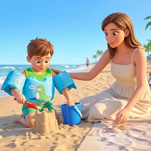 Image of Dark Lightning Toddler Swim Vest for Kids Ages 2-7, Kids Pool Floaties with Arm Wings, USCG Approved Life Jacket for Boys Girls, 33-55 lbs