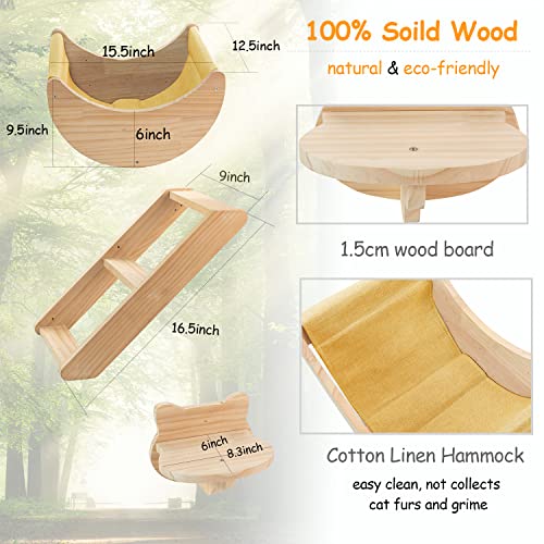 Cat Shelf for Wall Hammock Climbing Shelves and Perches Solid Wood Cat Steps for Activity Indoor Cats Wall Furniture… - Image 7