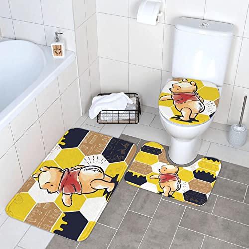 トイレマット 3点セット くまのプーさん フタカバー バスマット 吸水速乾 滑り止め加工 抗菌 防臭 洗濯機で洗える ふわふわ おしゃれ