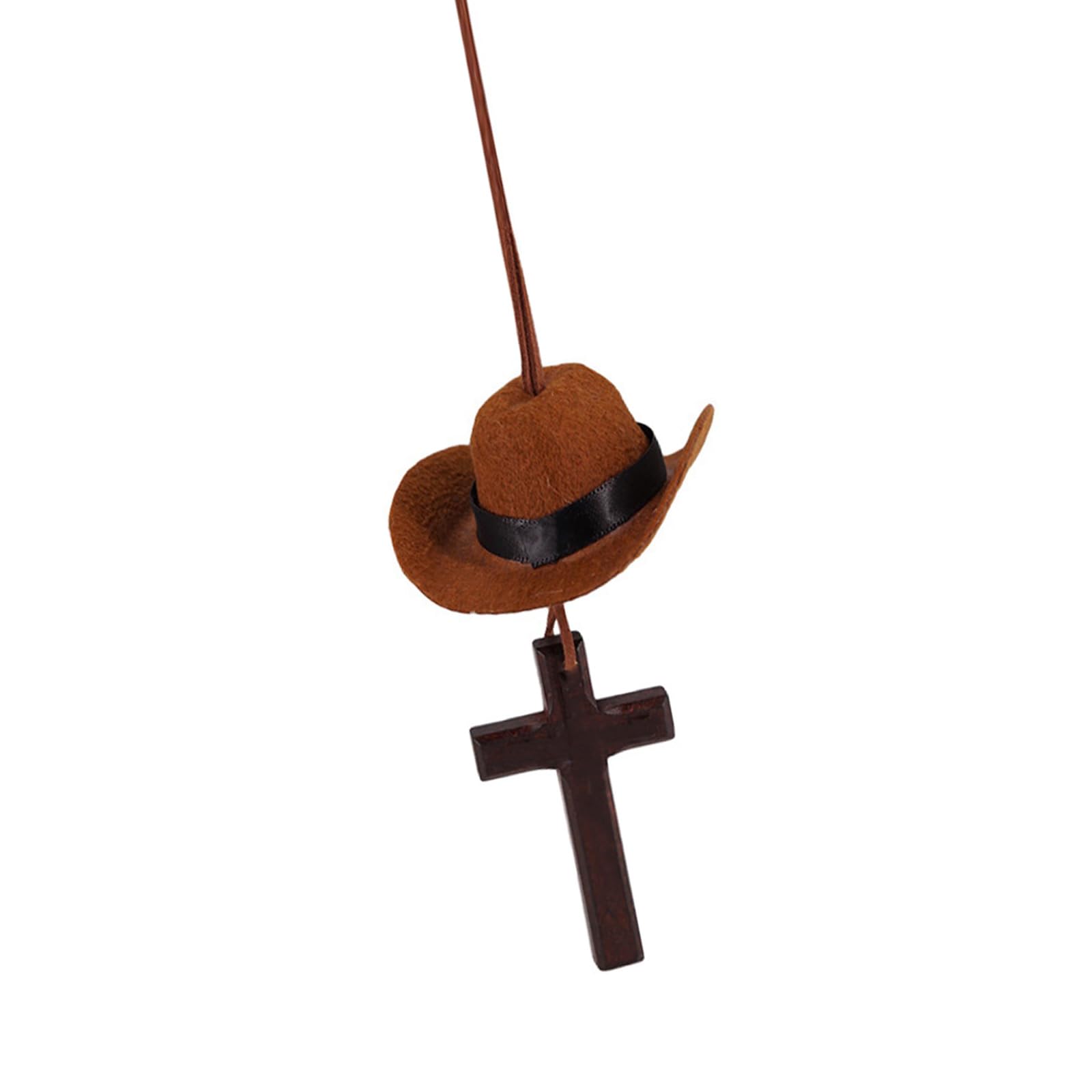 Hat and Crosses Car Charm Vehicle Rearview Mirrored Hanging Ornament Pendant Decors for Truck Interior Gift Western Hat and Crosses Pendant