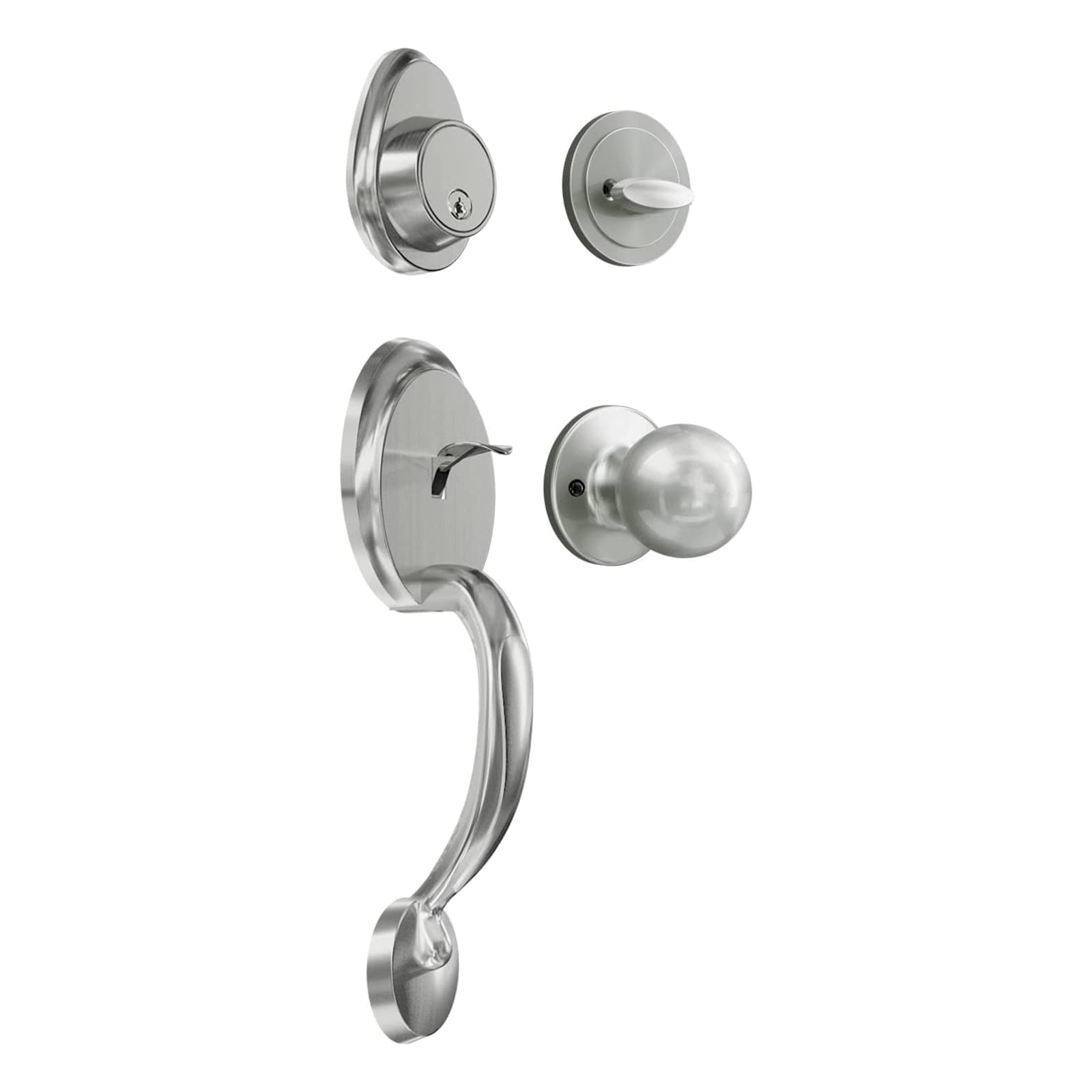 NeuType Front Door Lock Set Antique Front Door Handle Door Locks with Deadbolt Door Handles Satin Nickel Front Entry Door Handle Set with Deadbolt and Lever Handle