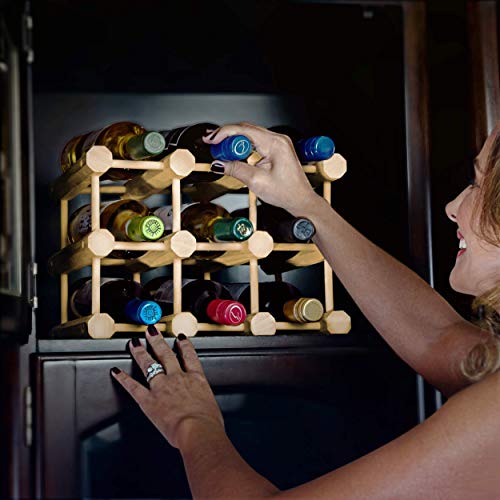 Heincorp Countertop Wine Rack Stackable Wine Storage - Free Standing Table Top, Cabinet Or Counter Top Wine Holder - Natural Pine Wooden Wine Rack Holds 9 Bottles #TOP1