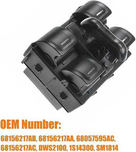Miniatura 3 de Interruptor de control maestro de elevalunas eléctrico para Jeep Wrangler JK 2012-2018 de 4 puertas, repuesto OE 68156217AA, 68156217AB para botón