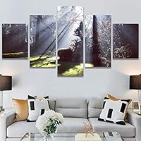 SIGNWIN 5 Panel Canvas Wall Art Rustic Woods for Home Decorations Ready to Hang - 60