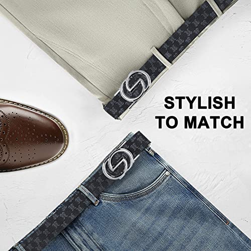 Image of ITIEZY Ratchet Belts for Men - Leather Click Belt for Casual Dress 1 3 /8 inch, Mens Adjustable Belt Trim to Fit
