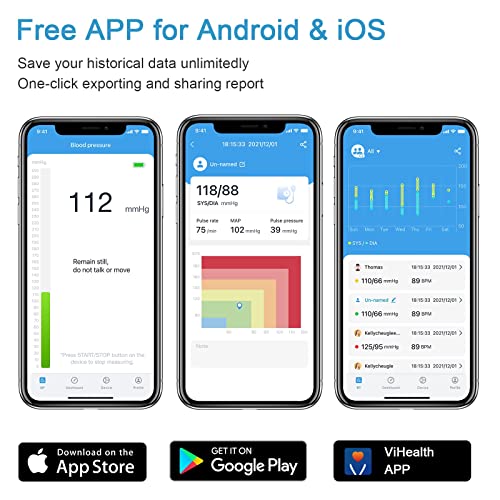 Armfit Bluetooth Blutdruckmessgerät Oberarm, Blutdruck Maschinen für den Heimgebrauch mit großen...
