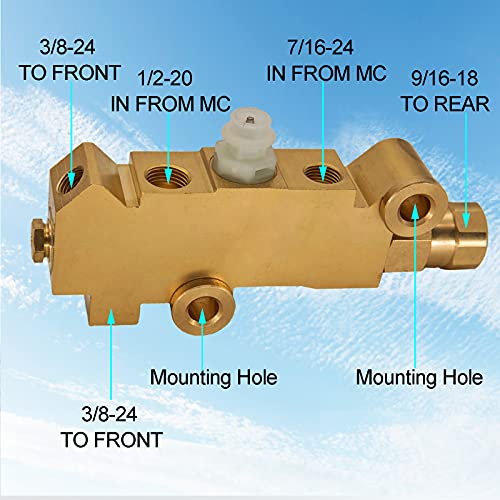 Pv2 Combination Proportioning Valve, Pv71 Disc/Drum Disc Front Drum Rear Brass Brake Proportioning Valve,172-1353 Front Drum Rear Brake Fit For Ford Chevy Classic Car Truck #TOP2