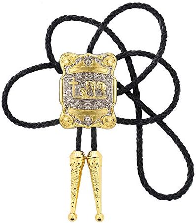 xinqida Fashion Bolo Tie Cowboy Horse Prayer Cross Western Necktie Bolo Tie Gold, Large