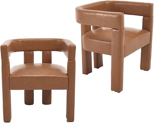 Juego de 2 sillas Accent Barrel, sillas de comedor, sillas modernas con brazos curvados con respaldo abierto, sillón de cocina para sala de estar,