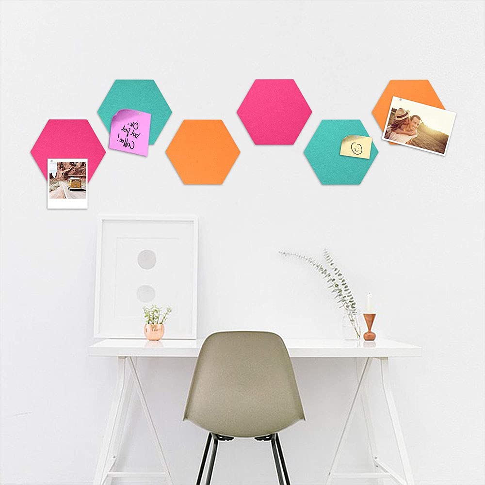 LAJAR Lot De 8 Panneaux D'affichage Hexagonaux En Feutre Autocollants Pour Photos, Photos, Mémos (vert